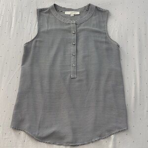 LOFT Monochrome Striped Sleeveless Blouse